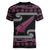 New Zealand Christmas Women V-Neck T-Shirt Meri Kirihimete Silver Fern Knit Style Pink Color - Polynesian Pride