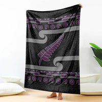 New Zealand Christmas Blanket Meri Kirihimete Silver Fern Knit Style Purple Color - Polynesian Pride