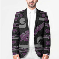 New Zealand Christmas Blazer Meri Kirihimete Silver Fern Knit Style Purple Color - Polynesian Pride