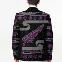 New Zealand Christmas Blazer Meri Kirihimete Silver Fern Knit Style Purple Color - Polynesian Pride
