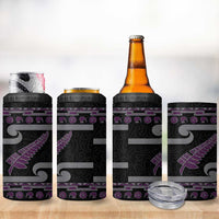New Zealand Christmas 4 in 1 Can Cooler Tumbler Meri Kirihimete Silver Fern Knit Style Purple Color - Polynesian Pride