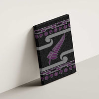 New Zealand Christmas Canvas Wall Art Meri Kirihimete Silver Fern Knit Style Purple Color - Polynesian Pride