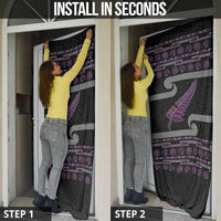 New Zealand Christmas Door Cover Meri Kirihimete Silver Fern Knit Style Purple Color - Polynesian Pride