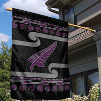 New Zealand Christmas Garden Flag Meri Kirihimete Silver Fern Knit Style Purple Color - Polynesian Pride