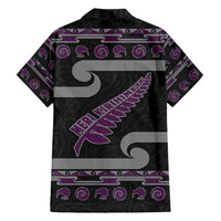New Zealand Christmas Hawaiian Shirt Meri Kirihimete Silver Fern Knit Style Purple Color - Polynesian Pride