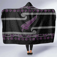 New Zealand Christmas Hooded Blanket Meri Kirihimete Silver Fern Knit Style Purple Color - Polynesian Pride