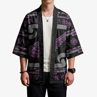 New Zealand Christmas Kimono Meri Kirihimete Silver Fern Knit Style Purple Color - Polynesian Pride