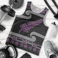 New Zealand Christmas Men Tank Top Meri Kirihimete Silver Fern Knit Style Purple Color - Polynesian Pride