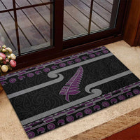 New Zealand Christmas Rubber Doormat Meri Kirihimete Silver Fern Knit Style Purple Color - Polynesian Pride