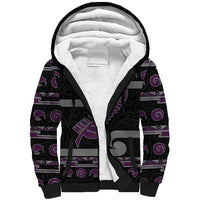 New Zealand Christmas Sherpa Hoodie Meri Kirihimete Silver Fern Knit Style Purple Color - Polynesian Pride