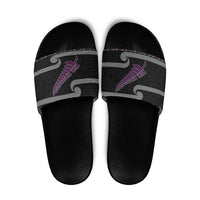 New Zealand Christmas Slide Sandals Meri Kirihimete Silver Fern Knit Style Purple Color - Polynesian Pride