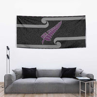New Zealand Christmas Tapestry Meri Kirihimete Silver Fern Knit Style Purple Color - Polynesian Pride
