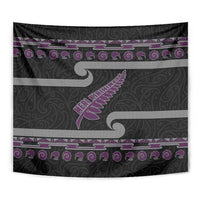 New Zealand Christmas Tapestry Meri Kirihimete Silver Fern Knit Style Purple Color - Polynesian Pride