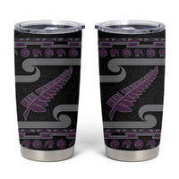 New Zealand Christmas Tumbler Cup Meri Kirihimete Silver Fern Knit Style Purple Color - Polynesian Pride