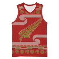 New Zealand Christmas Basketball Jersey Meri Kirihimete Silver Fern Knit Style Green Color - Polynesian Pride