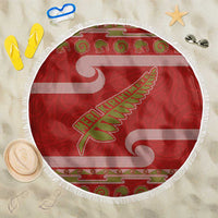 New Zealand Christmas Beach Blanket Meri Kirihimete Silver Fern Knit Style Green Color - Polynesian Pride