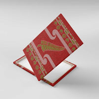 New Zealand Christmas Canvas Wall Art Meri Kirihimete Silver Fern Knit Style Green Color - Polynesian Pride