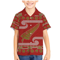 New Zealand Christmas Family Matching Mermaid Dress and Hawaiian Shirt Meri Kirihimete Silver Fern Knit Style Green Color - Polynesian Pride