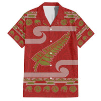 New Zealand Christmas Family Matching Puletasi and Hawaiian Shirt Meri Kirihimete Silver Fern Knit Style Green Color - Polynesian Pride