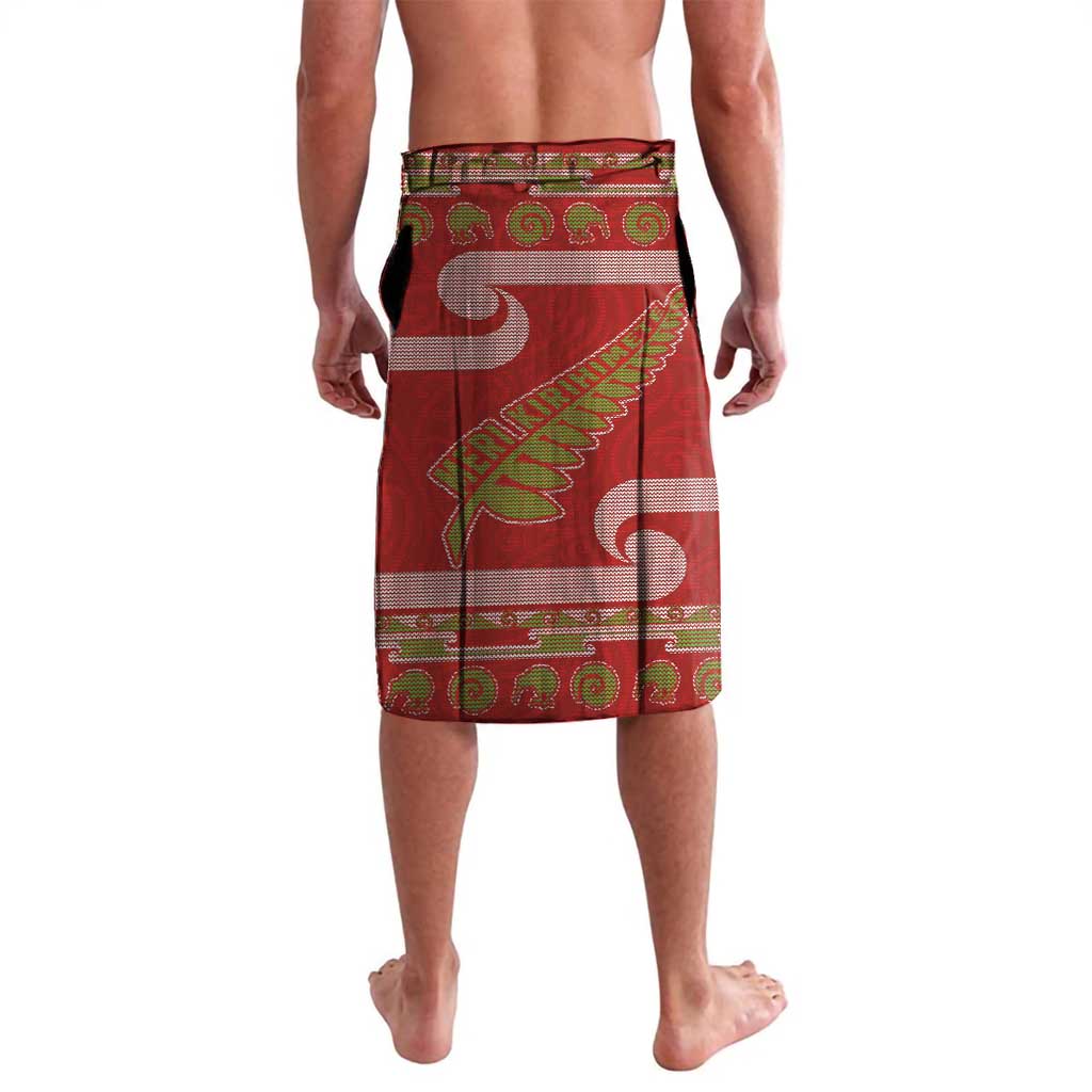 New Zealand Christmas Lavalava Meri Kirihimete Silver Fern Knit Style Green Color - Polynesian Pride