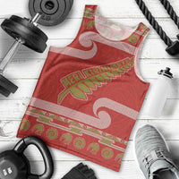 New Zealand Christmas Men Tank Top Meri Kirihimete Silver Fern Knit Style Green Color - Polynesian Pride