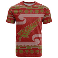 New Zealand Christmas T Shirt Meri Kirihimete Silver Fern Knit Style Green Color - Polynesian Pride