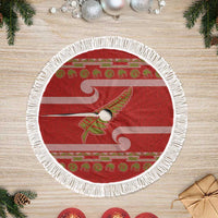 New Zealand Christmas Tree Skirt Meri Kirihimete Silver Fern Knit Style Green Color - Polynesian Pride