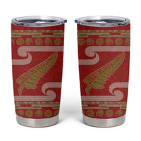 New Zealand Christmas Tumbler Cup Meri Kirihimete Silver Fern Knit Style Green Color - Polynesian Pride