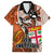 Fiji Australia Rugby Hawaiian Shirt Kangaroo and Palm Tree Orange Tapa Pattern Mix Aboriginal LT03 Orange - Polynesian Pride