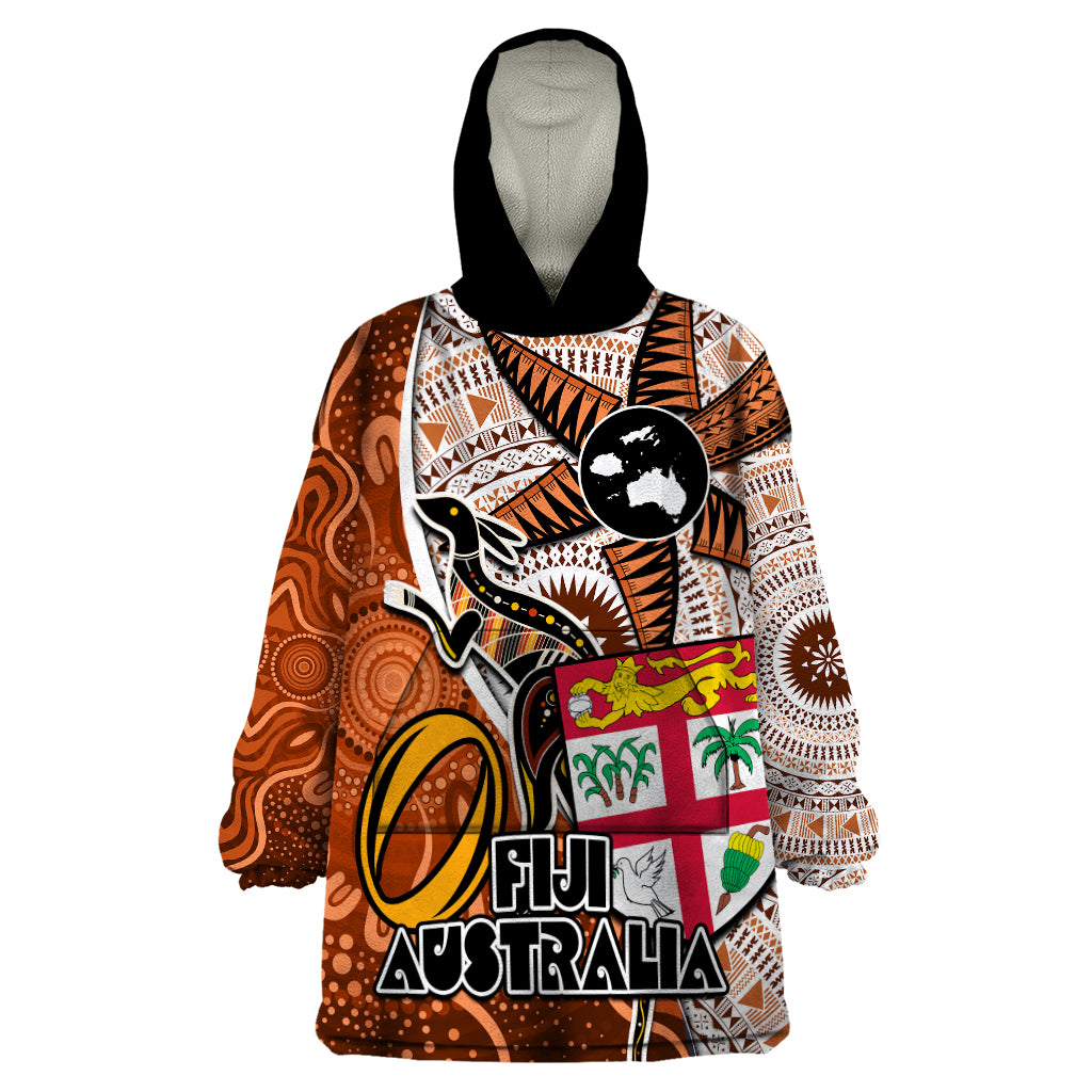 fiji-australia-rugby-wearable-blanket-hoodie-kangaroo-and-palm-tree-orange-tapa-pattern-mix-aboriginal