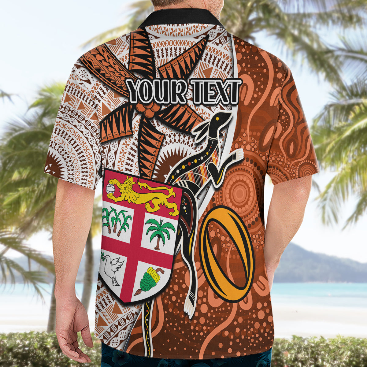 personalised-fiji-australia-rugby-hawaiian-shirt-kangaroo-and-palm-tree-orange-tapa-pattern-mix-aboriginal