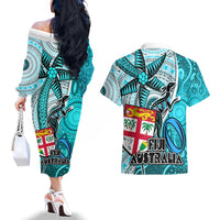 fiji-australia-rugby-couples-matching-off-the-shoulder-long-sleeve-dress-and-hawaiian-shirt-kangaroo-and-palm-tree-blue-tapa-pattern-mix-aboriginal