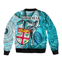 personalised-fiji-australia-rugby-sleeve-zip-bomber-jacket-kangaroo-and-palm-tree-blue-tapa-pattern-mix-aboriginal