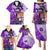 Fiji Australia Rugby Family Matching Puletasi Dress and Hawaiian Shirt Kangaroo and Palm Tree Purple Tapa Pattern Mix Aboriginal LT03 - Polynesian Pride