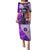 Fiji Australia Rugby Family Matching Puletasi Dress and Hawaiian Shirt Kangaroo and Palm Tree Purple Tapa Pattern Mix Aboriginal LT03 Mom's Dress Purple - Polynesian Pride