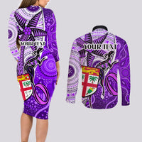 personalised-fiji-australia-rugby-couples-matching-long-sleeve-bodycon-dress-and-long-sleeve-button-shirts-kangaroo-and-palm-tree-purple-tapa-pattern-mix-aboriginal