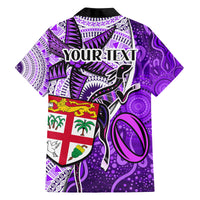 personalised-fiji-australia-rugby-family-matching-off-shoulder-long-sleeve-dress-and-hawaiian-shirt-kangaroo-and-palm-tree-purple-tapa-pattern-mix-aboriginal
