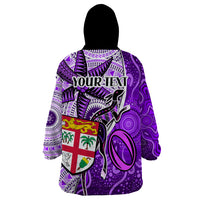 personalised-fiji-australia-rugby-wearable-blanket-hoodie-kangaroo-and-palm-tree-purple-tapa-pattern-mix-aboriginal