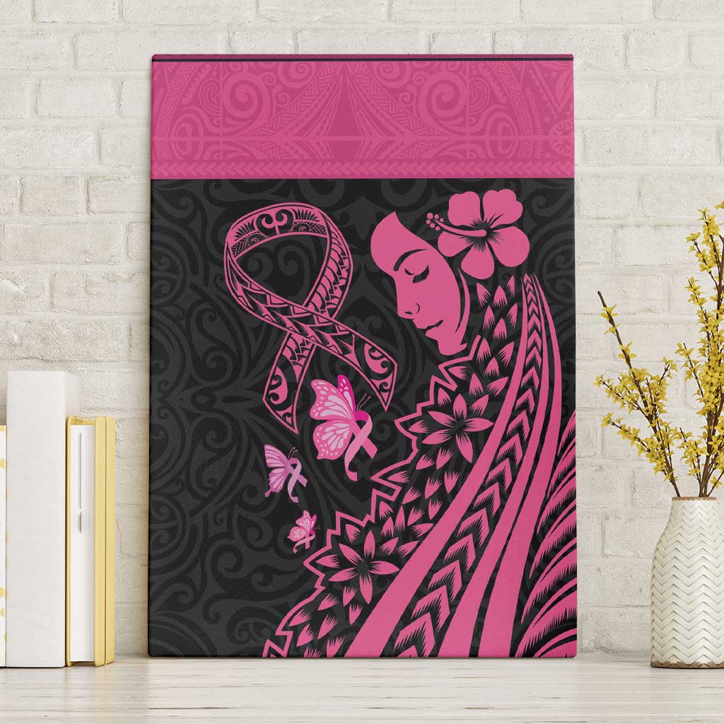 Breast Cancer Awareness Canvas Wall Art Think Pink Polynesian Ribbon and Butterfly LT03 Without Frame Pink - Polynesian Pride