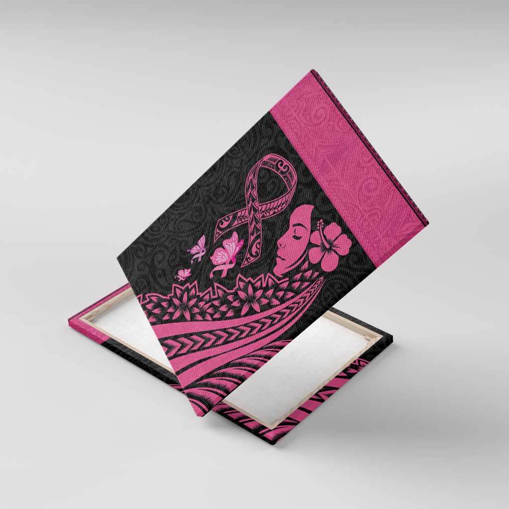 Breast Cancer Awareness Canvas Wall Art Think Pink Polynesian Ribbon and Butterfly LT03 With Frame Pink - Polynesian Pride