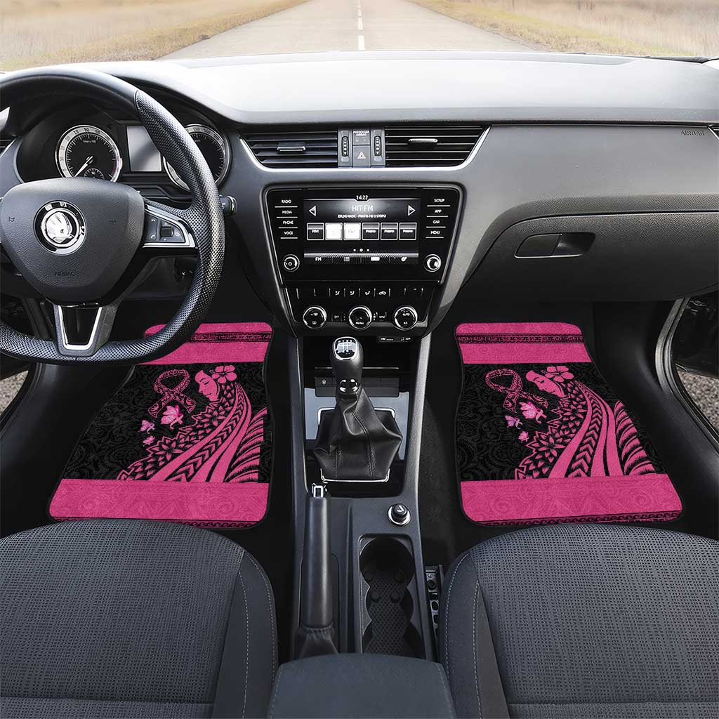 Breast Cancer Awareness Car Mats Think Pink Polynesian Ribbon and Butterfly LT03 Set 2pcs - Front Pink - Polynesian Pride