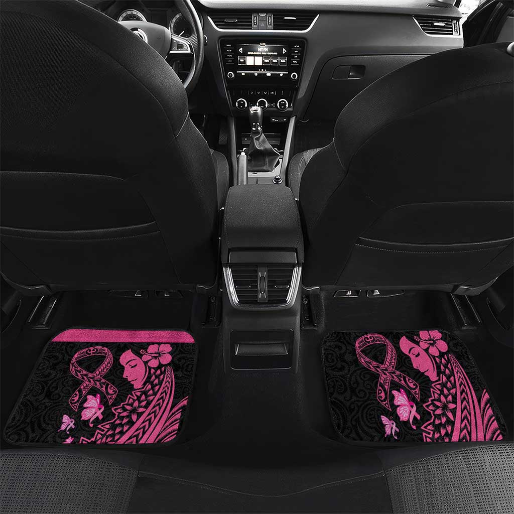 Breast Cancer Awareness Car Mats Think Pink Polynesian Ribbon and Butterfly LT03 Set 2pcs - Back Pink - Polynesian Pride