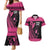 Breast Cancer Awareness Couples Matching Mermaid Dress and Hawaiian Shirt Think Pink Polynesian Ribbon and Butterfly