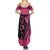 Breast Cancer Awareness Family Matching Summer Maxi Dress and Hawaiian Shirt Think Pink Polynesian Ribbon and Butterfly