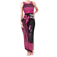 Breast Cancer Awareness Family Matching Tank Maxi Dress and Hawaiian Shirt Think Pink Polynesian Ribbon and Butterfly