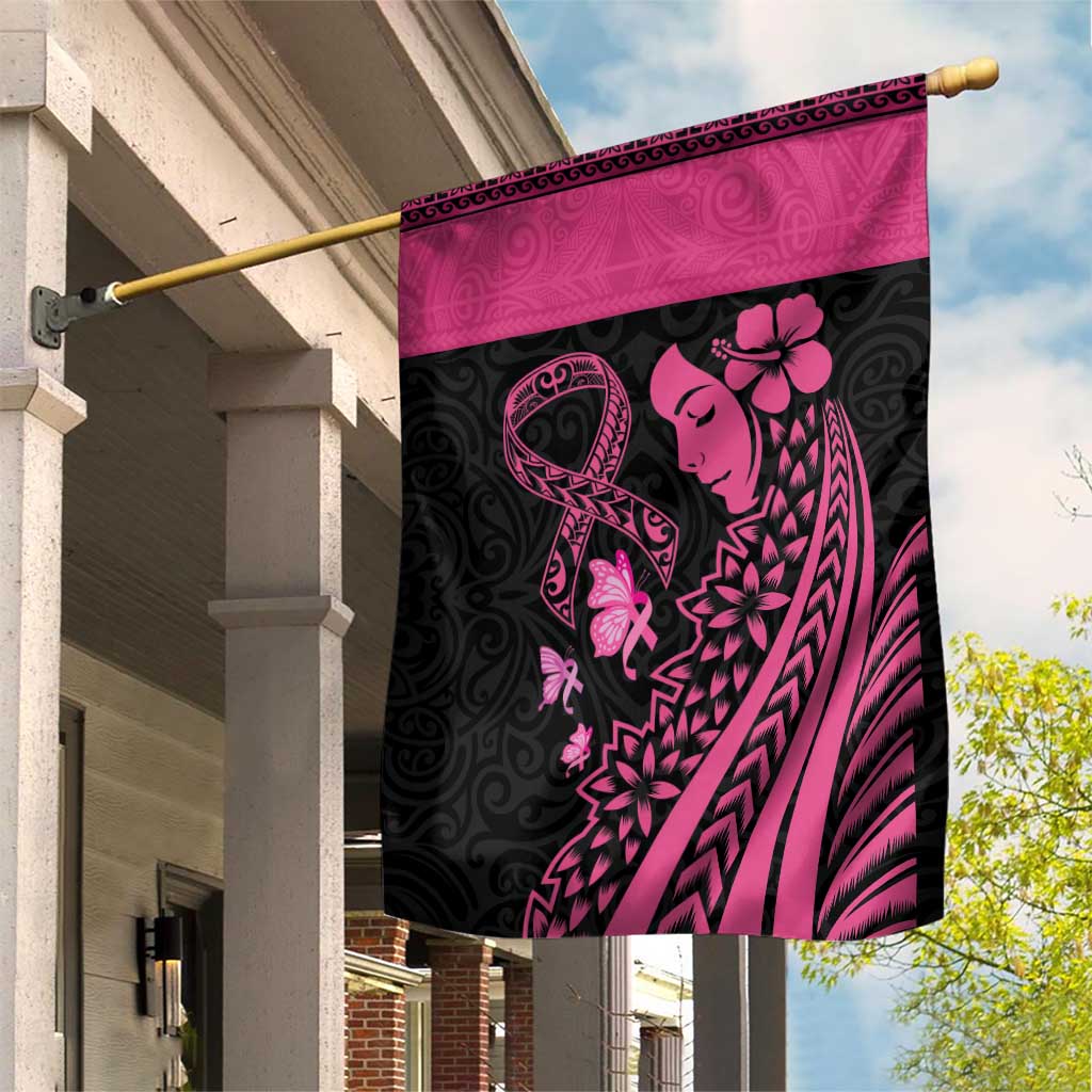 Breast Cancer Awareness Garden Flag Think Pink Polynesian Ribbon and Butterfly LT03 House Flag Pink - Polynesian Pride