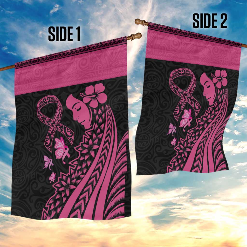 Breast Cancer Awareness Garden Flag Think Pink Polynesian Ribbon and Butterfly LT03 - Polynesian Pride
