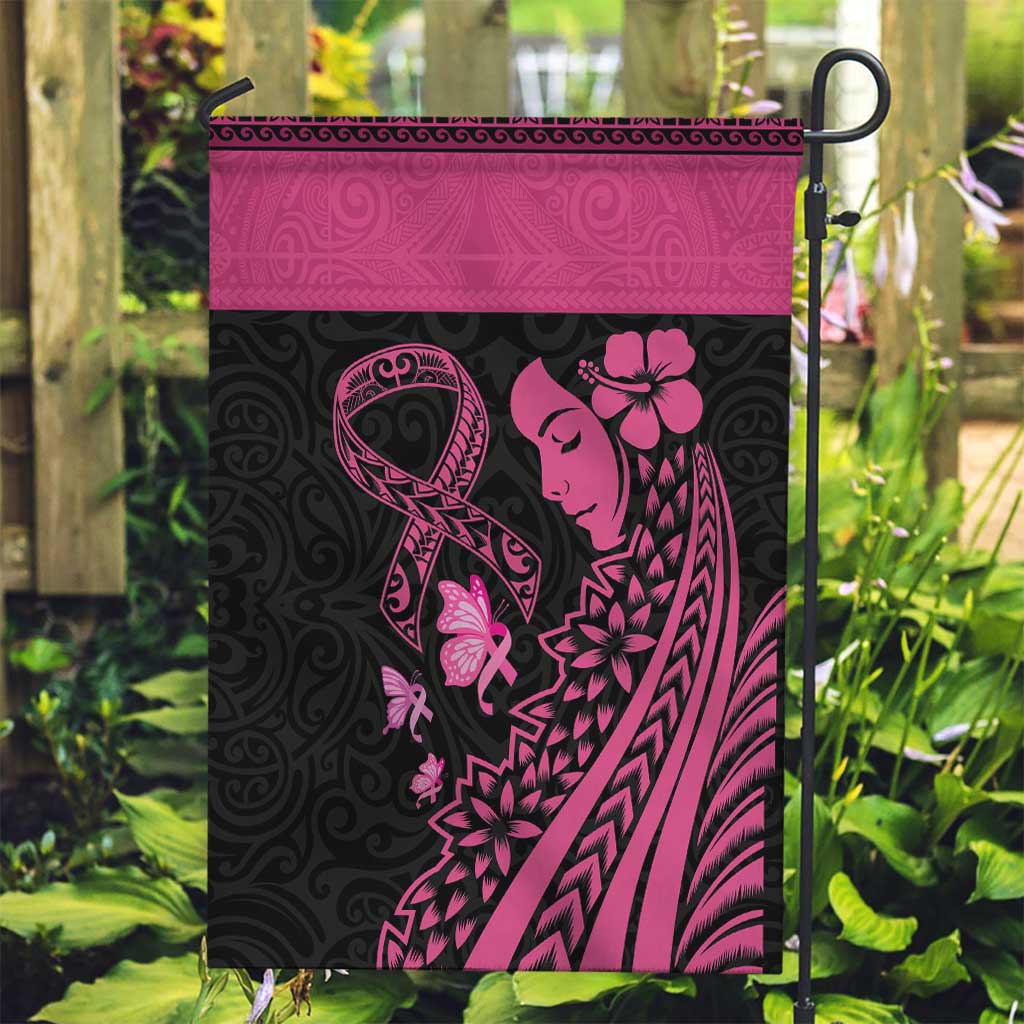Breast Cancer Awareness Garden Flag Think Pink Polynesian Ribbon and Butterfly LT03 Garden Flag Pink - Polynesian Pride
