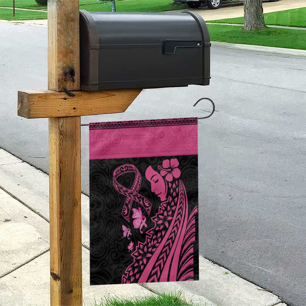 Breast Cancer Awareness Garden Flag Think Pink Polynesian Ribbon and Butterfly LT03 - Polynesian Pride