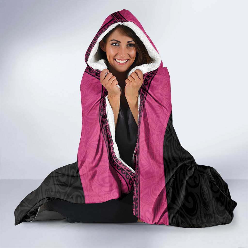 Breast Cancer Awareness Hooded Blanket Think Pink Polynesian Ribbon and Butterfly LT03 - Polynesian Pride